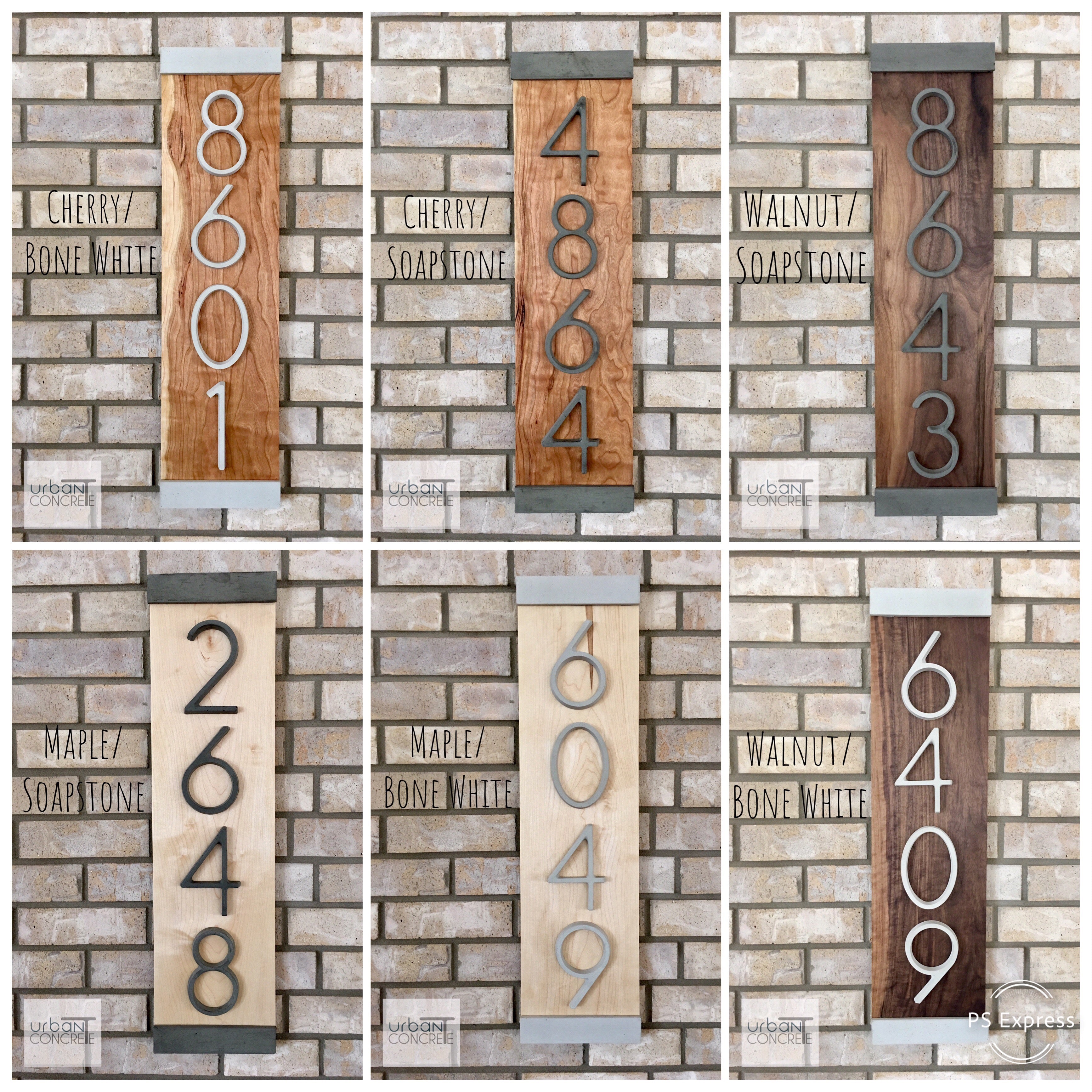 Modern House numbers. Concrete and Natural Hardwood. Vertical – Urban  Concrete Studio