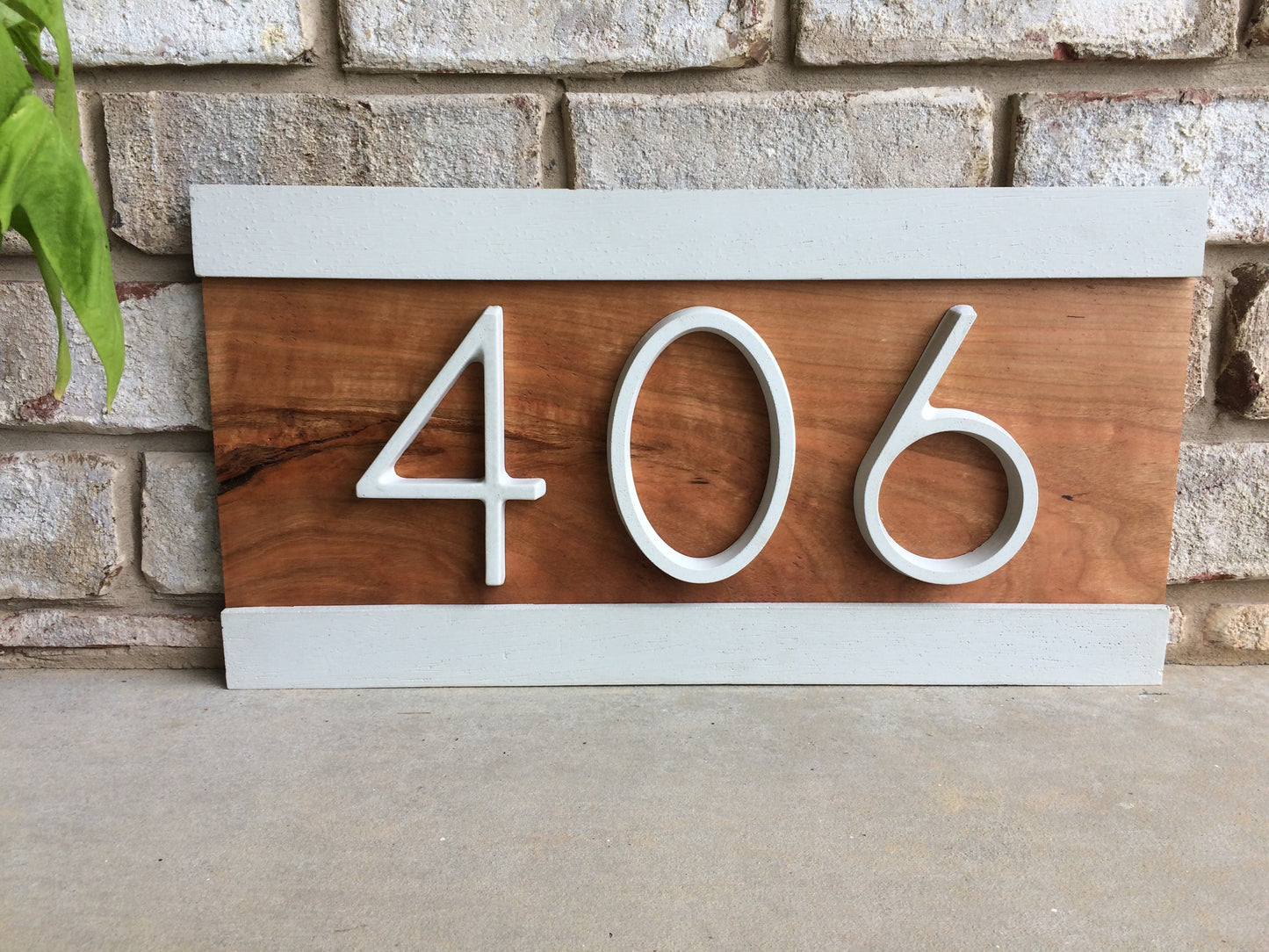 Modern House Numbers. Concrete and Natural Hardwood.