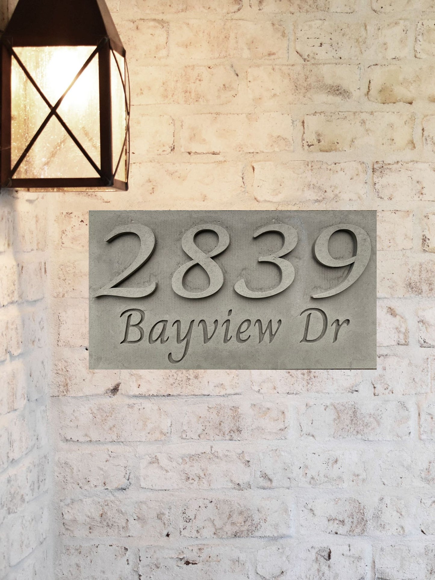 Modern Concrete House Numbers w/ Street Name